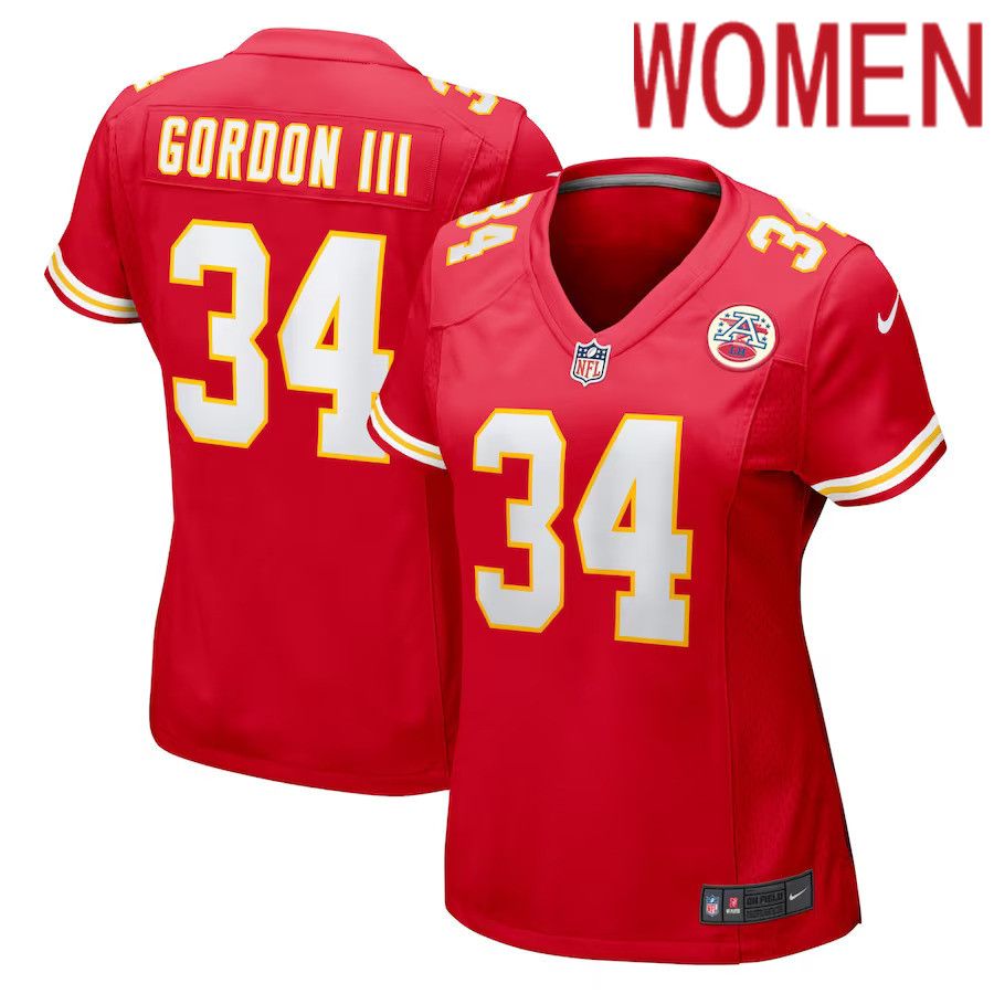 Women Kansas City Chiefs 34 Melvin Gordon III Nike Red Home Game Player NFL Jersey